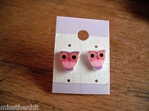 10. New Plastic Pink & Purple Owl Post Earrings No Metal