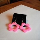 New Pink Sunflower Hook Earrings