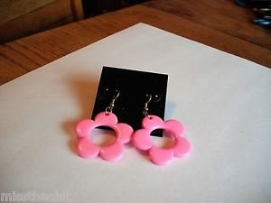 New Pink Sunflower Hook Earrings