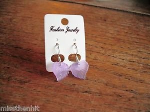New Plastic Purple Leaf Hook Earrings For Pierced Ears