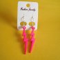 New Pink Plastic Lighting  Hook Earrings For Pierced Ears