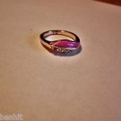 New Gold Plated Purple Enamel & Rhinestones Ring Size 7.25