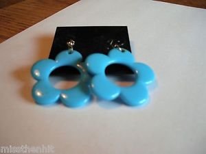 New Blue Sunflower Hook Earrings
