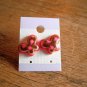 New Pink & Brown Plastic Butterfly Post Earrings