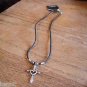 New Zinc Alloy Silver Heart Cross Pendant 18 Inch Necklace