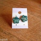 New Green Beaded Plastic Star Post Earrings