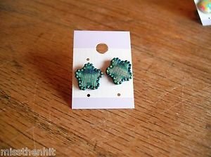 New Green Beaded Plastic Star Post Earrings