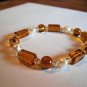 Fresh Water Pearl & Marigold Bead Bracelet