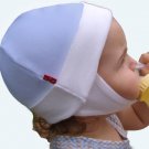 100% Organic Cotton, Organic Fleece Cotton Lined Baby & Toddler Hats With Ear Flaps(L, Blue/White)
