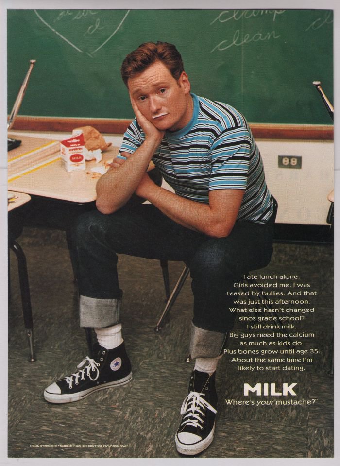 Conan O'Brien PRINT AD Got Milk Mustache '90s Advertisement 1997