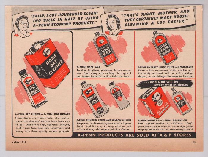 APenn cleaning products '40s PRINT AD vintage advertisement 1944