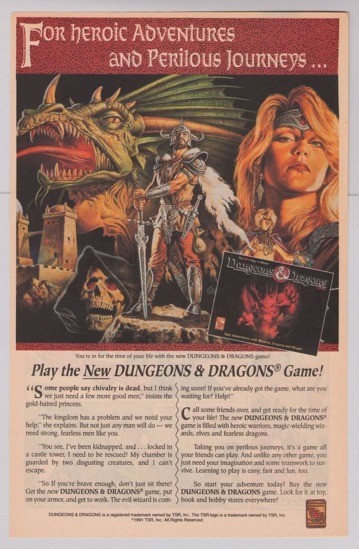 Dungeons & Dragons '90s PRINT AD role playing game advertisement TSR 1991