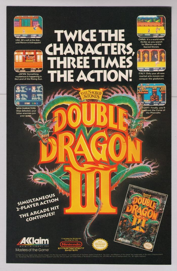 Double Dragon III video game '90s PRINT AD Nintendo advertisement 1991