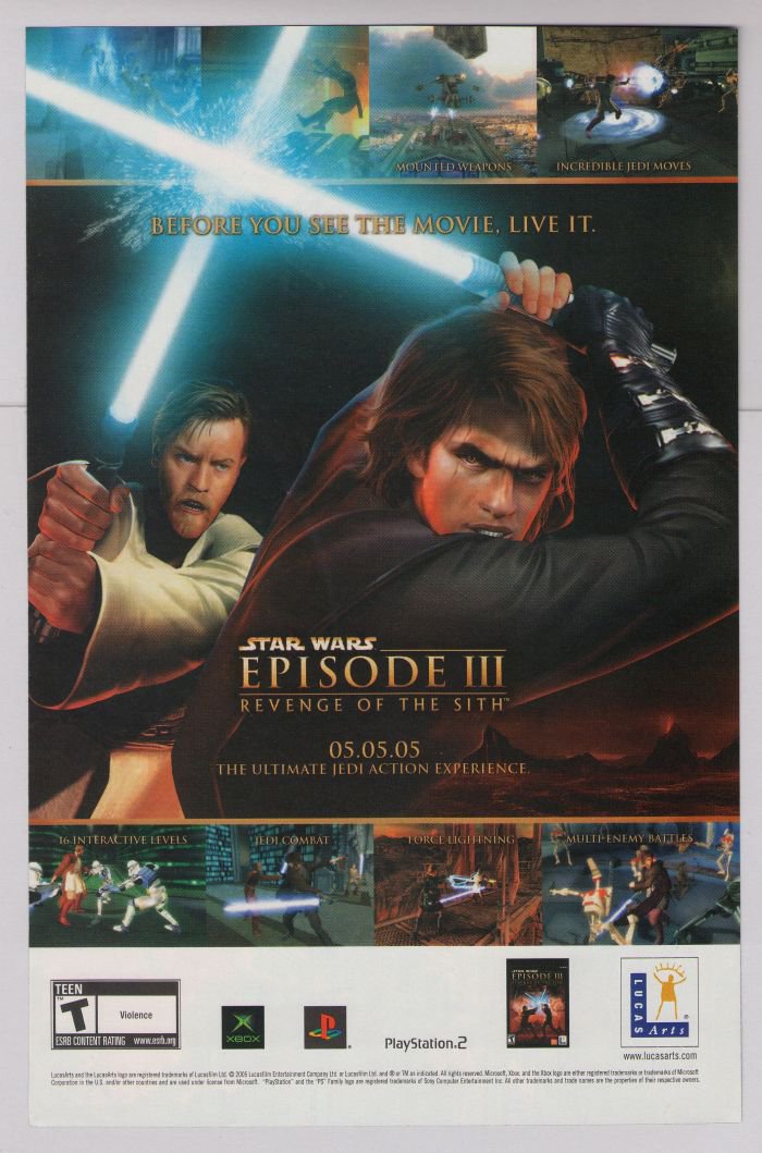 Star Wars Episode III video game PRINT AD LucasArts advertisement 2005