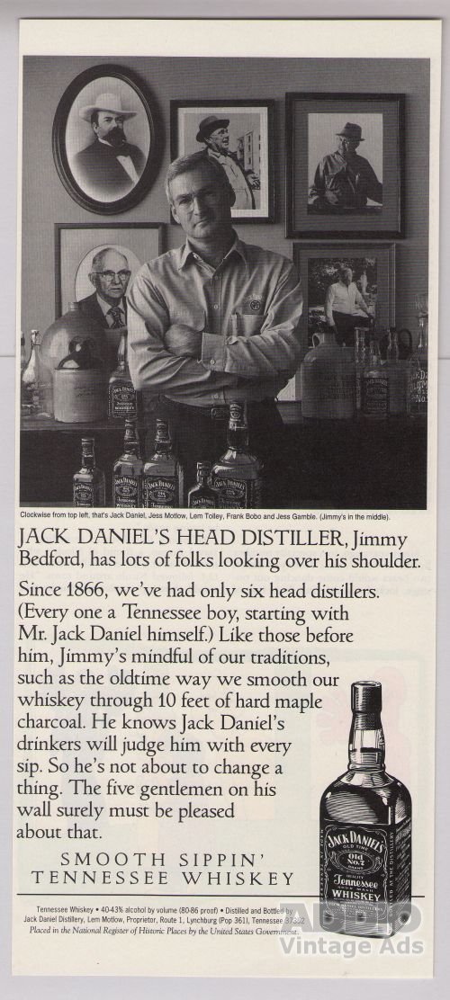 Jack Daniel's whiskey '90s PRINT AD head distiller alcohol ...