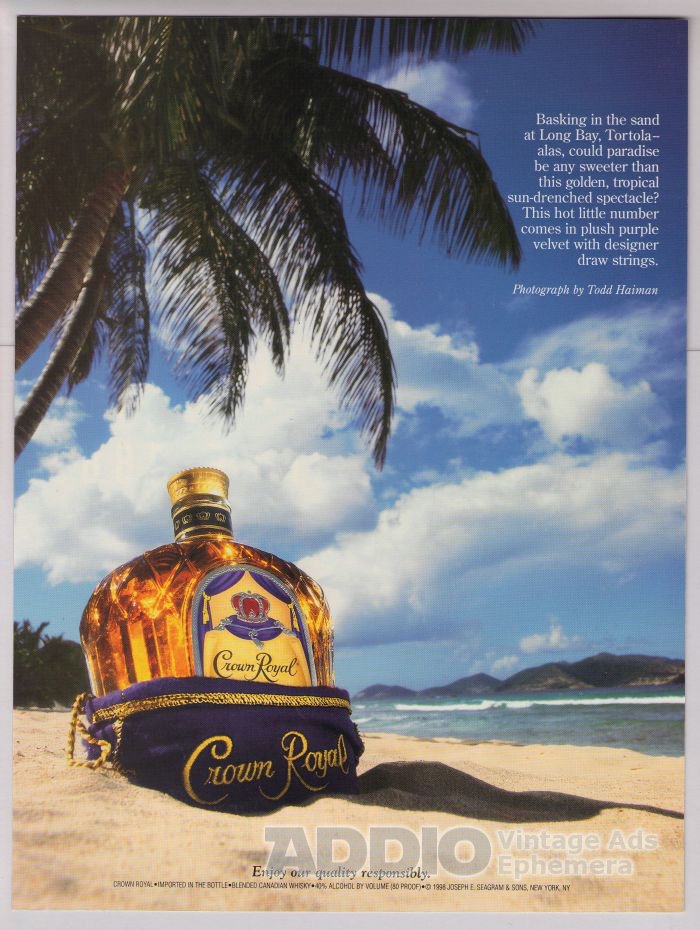 Crown Royal '90s PRINT AD tropical beach Seagram whiskey alcohol