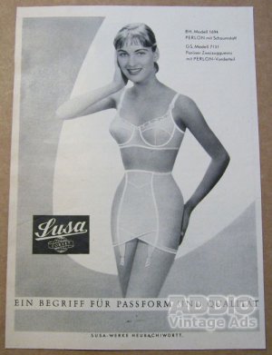 Susa Corset '50s bra girdle model German PRINT AD vintage advertisement 1957