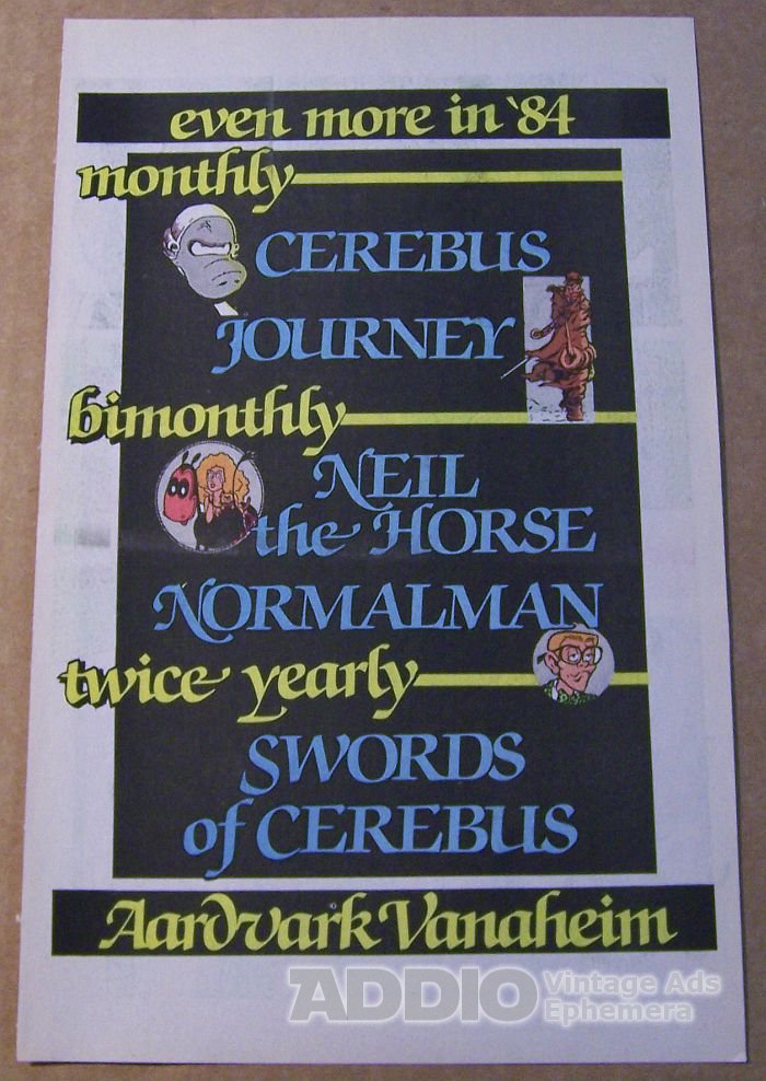 Aardvark-Vanaheim '80s Cerebus Normalman comic book advertisement print ad 1984