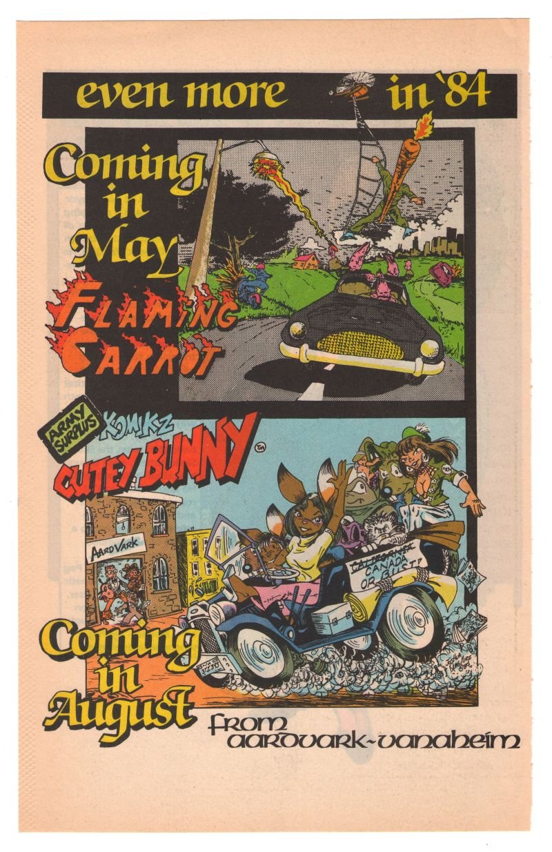 FLAMING CARROT Cutey Bunny '80s PRINT AD Aardvark-Vanaheim comic book advertisement 1984
