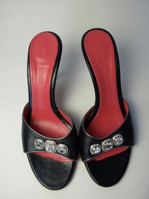 Authentic JUDITH LEIBER size 7&Acirc;&frac12;  jewel black heels