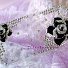 3D flower crystal stone case cover for iphone 4/4S black flower clear case