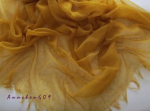 Lightest & Thinnest Ring through see through pure cashmere shawl 300's yarn count new ginger