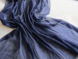 Lightest & Thinnest Ring through see through pure cashmere shawl 300's yarn count midnight
