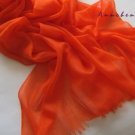 Lightest & Thinnest Ring through see through pure cashmere shawl 300's yarn count orange
