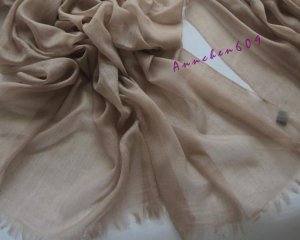Lightest & Thinnest Ring through see through pure cashmere shawl 300's yarn count khaki