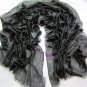 Lightest & Thinnest Ring through see through pure cashmere shawl 300's yarn count black