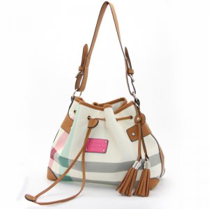 Rainbow big check pattern PU bag
