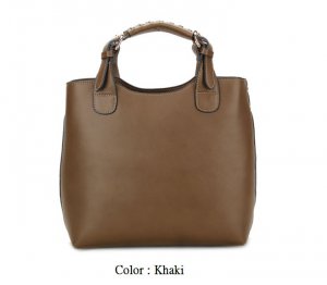 Cowhide Genuine LEATHER Plaited SHOPPER Tote color khaki