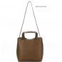 Cowhide Genuine LEATHER Plaited SHOPPER Tote color khaki