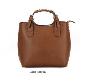 CowhideE Genuine LEATHER Plaited SHOPPER Tote color brown