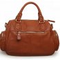 Women brown color lamb genuine leather tote handbag