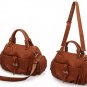 Women brown color lamb genuine leather tote handbag