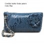 Cowhide genuine leather snake pattern blue color small handbag