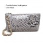 Cowhide genuine leather snake pattern Beige color small handbag