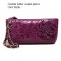 Cowhide genuine leather Leopard pattern Purple color small handbag