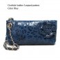 Cowhide genuine  leather Leopard pattern Blue color small handbag