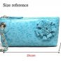Cowhide genuine  leather Leopard pattern Blue color small handbag