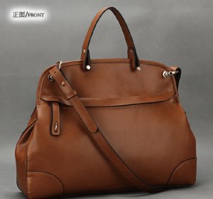 Cowhide Genuine leather vintage style handbag brown color