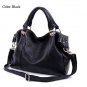 Cowhide genuine leather snake pattern  with long chain strap black color handbag