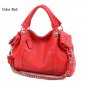 Cowhide genuine leather snake pattern  with long chain strap Red color handbag