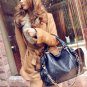 Cowhide genuine leather snake pattern  with long chain strap black color handbag