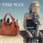 Cowhide genuine leather snake pattern  with long chain strap brown color handbag