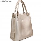 Cowhide genuine leather rivet Pearl color series handbag color Pearl Gold