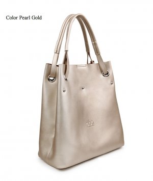 Cowhide genuine leather rivet Pearl color series handbag color Pearl Gold