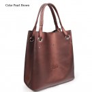 Cowhide genuine leather rivet Pearl color series handbag color Pearl Brown