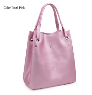 Cowhide genuine leather rivet Pearl color series handbag color Pearl Pink